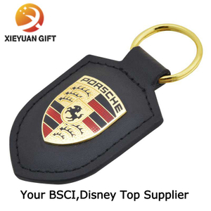 Factory Supply Black Custom Leather Keychain for Car
