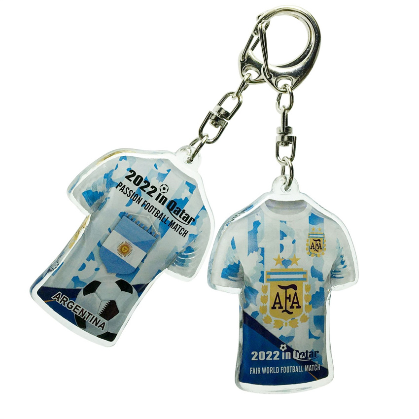 Wholesale Custom Logo 2022 Qatar World Cup Surrounding Series of Collectibles Transparent Bag Charm Double-sided Color Printing Soccer Star Acrylic Keychain