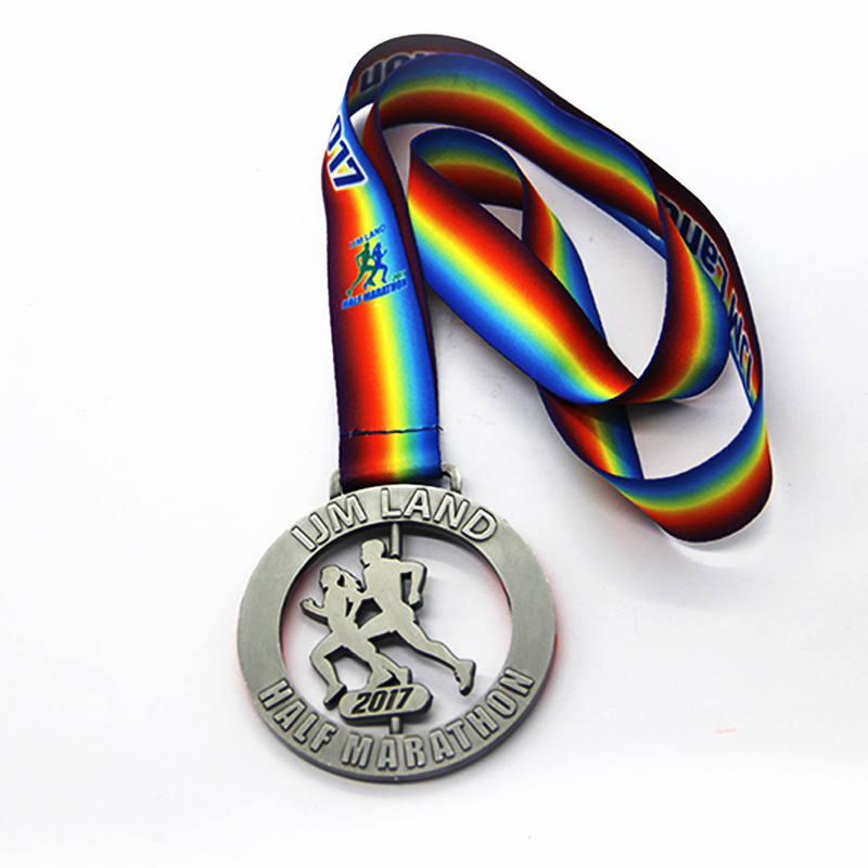 High quality Metal antique silver 3D Marathon sports medal