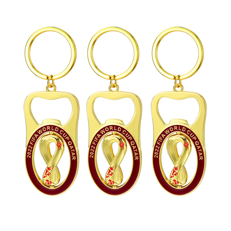 Factory Custom 2022 Qatar World Cup Emblem Hercules Cup Gift Soccer Metal Bottle Opener Keychain