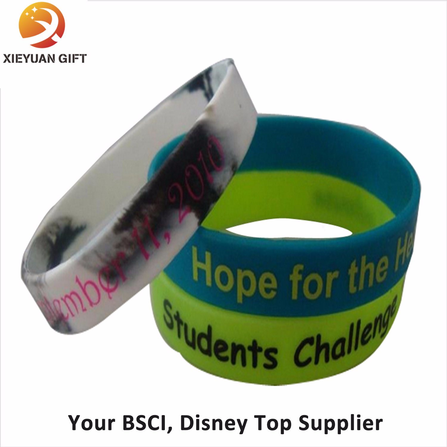 Eco-Friendly Silicone Bracelet Emboss and Color Filled (XY-MXL72903)