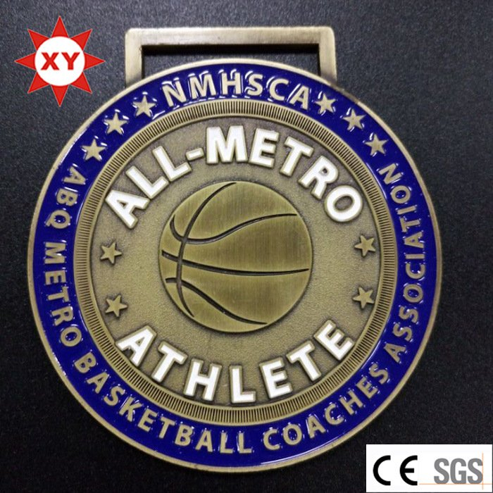 Free Mould Antique Brass Basketball Medal for Club