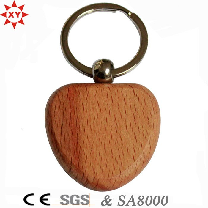 Promotion Gifts Heart-Shaped Blank Wooden Keychain