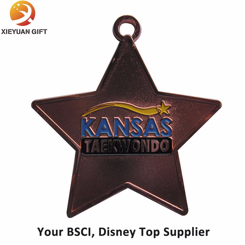 Cheap Custom 3D Engraved Star Medal with Antique Copper