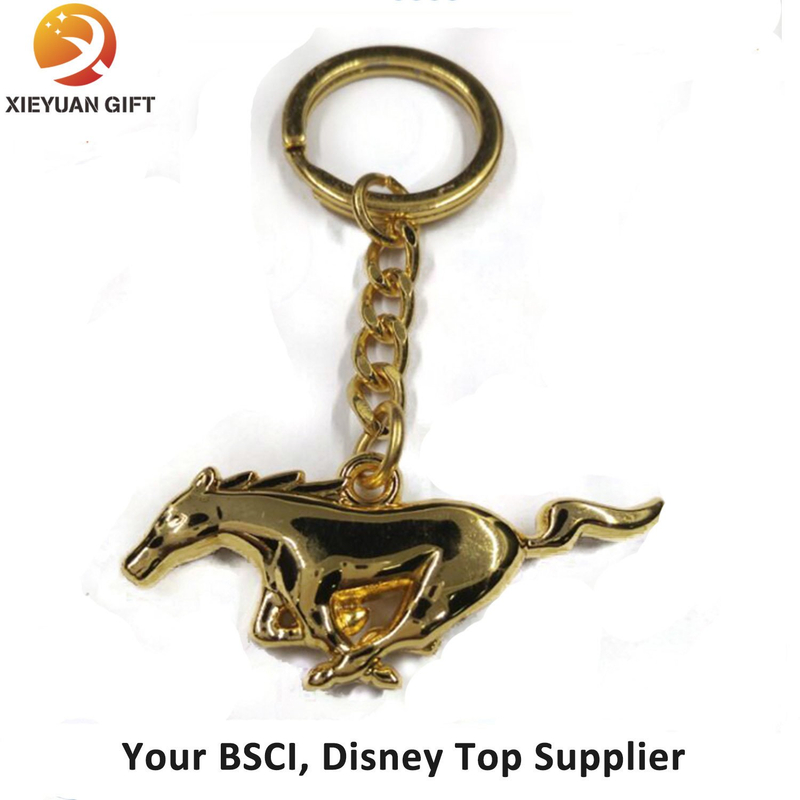 New Product Metal Gold Plating 3D Horse Keychain for Gifts