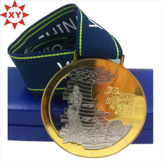 Custom Cut out Gold Medal with Medal Ribbon for Sport