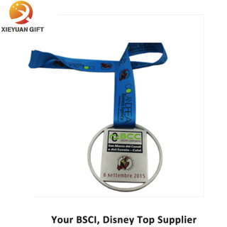 Factory Price Soft Enamel Medal with Blue Ribbon
