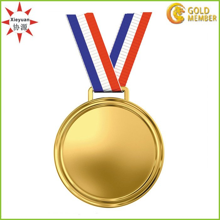 Custom Blank Gold Metal Medal with Ribbon