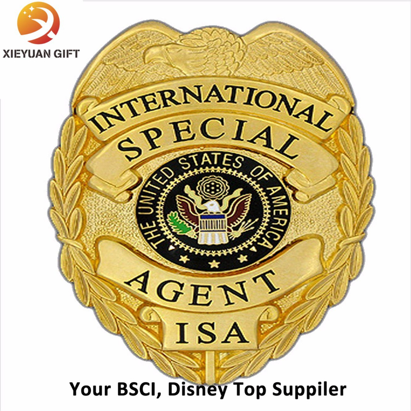 Die-Casting Zinc Alloy Us Gold Badge Souvenir Supplier