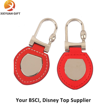 Top Sell Factory Price Leather Keychain with Metal Car Logo