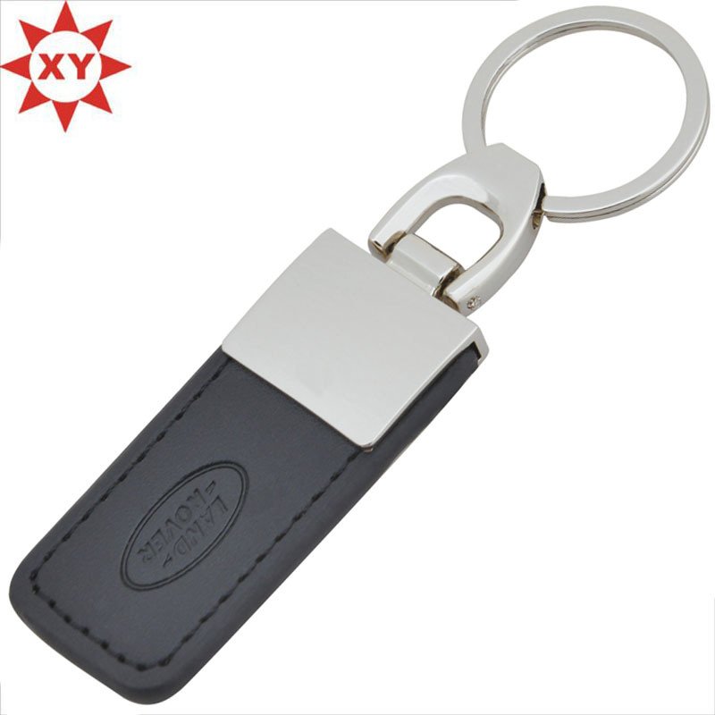 Custom Black Leather Key Chains Debossed Logo Key Chains