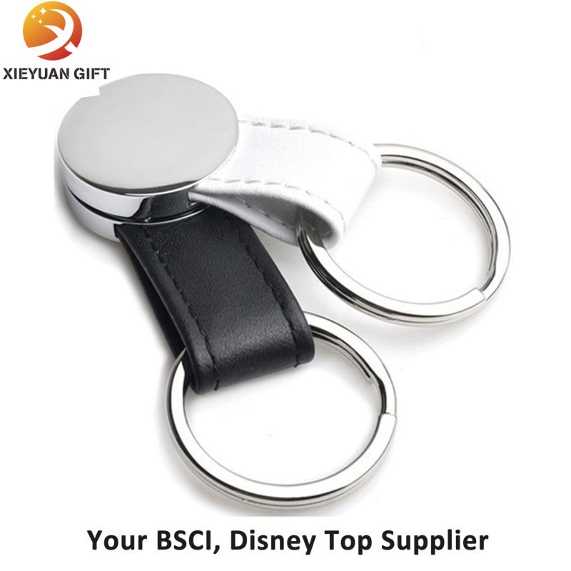 New Design Custom Cheap Leather Keychain Buy Black Leather Metal Keychain Keyrings, High