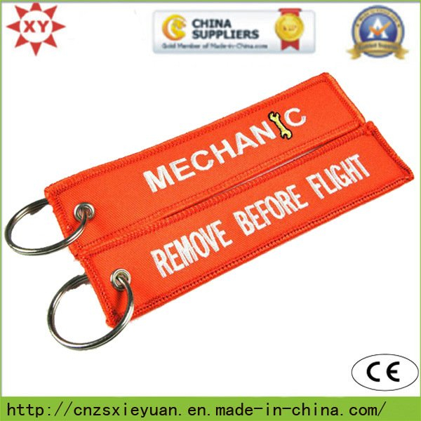 Custom Logo Embroidery Patch Keychain on Clothes