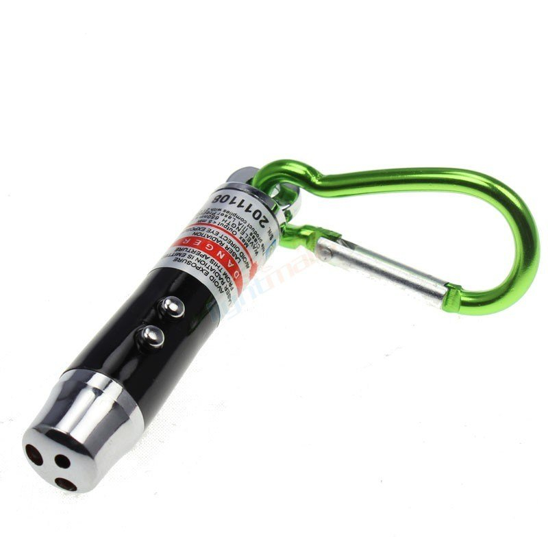 Metal White Light Torch with Bright Green Carabiner for Decoration