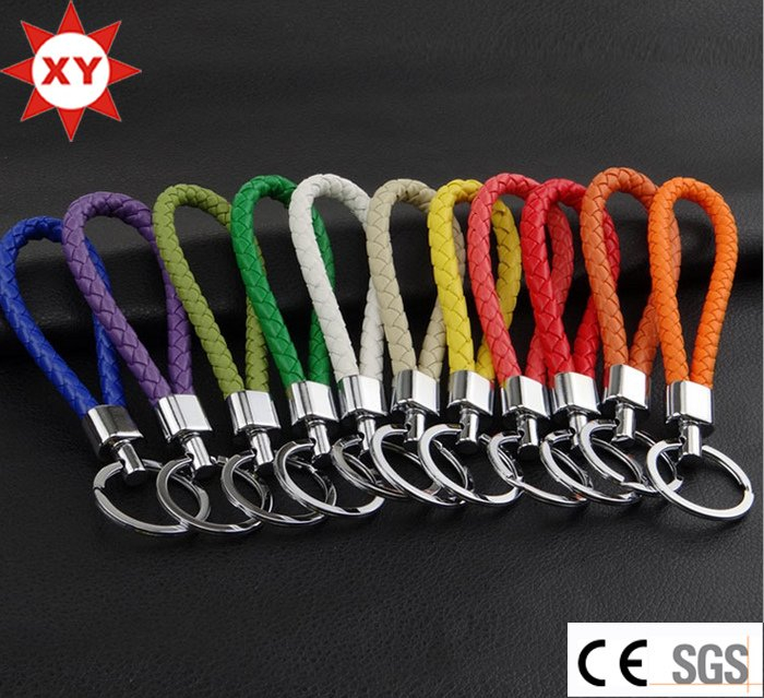 Factory Supply Weaving Leather Keychain