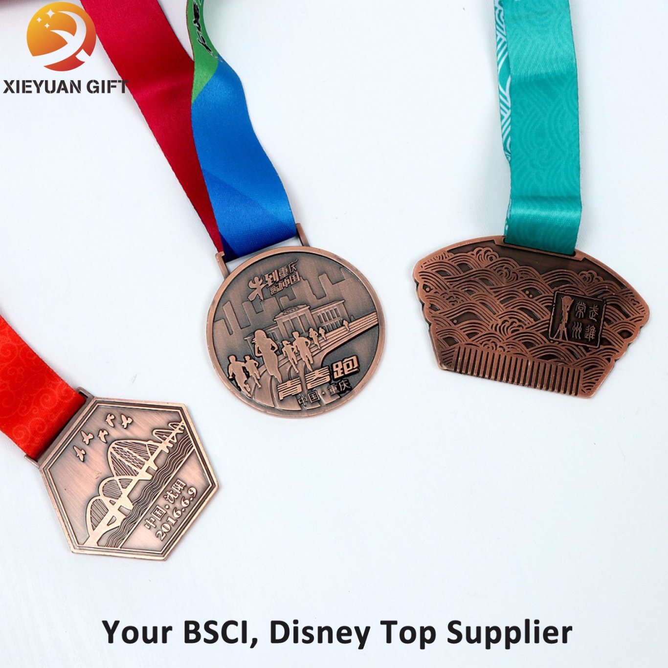 Free Mold Metal Sport Medals with Ribbon