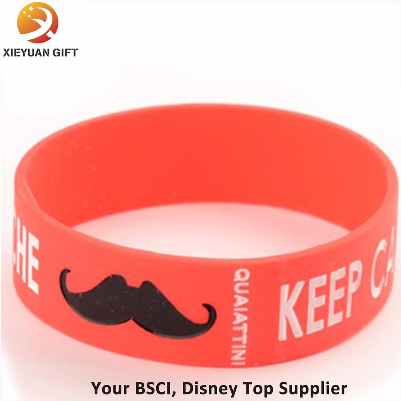 Red Moustach Silicone Wristband Rubber Bracelets for Teens Men Women