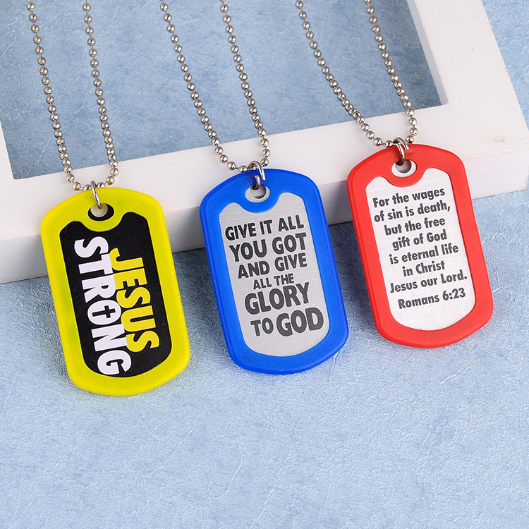 Wholesale Custom Antique Silver Soft Enamel Laser Metal Dog Tag Chain