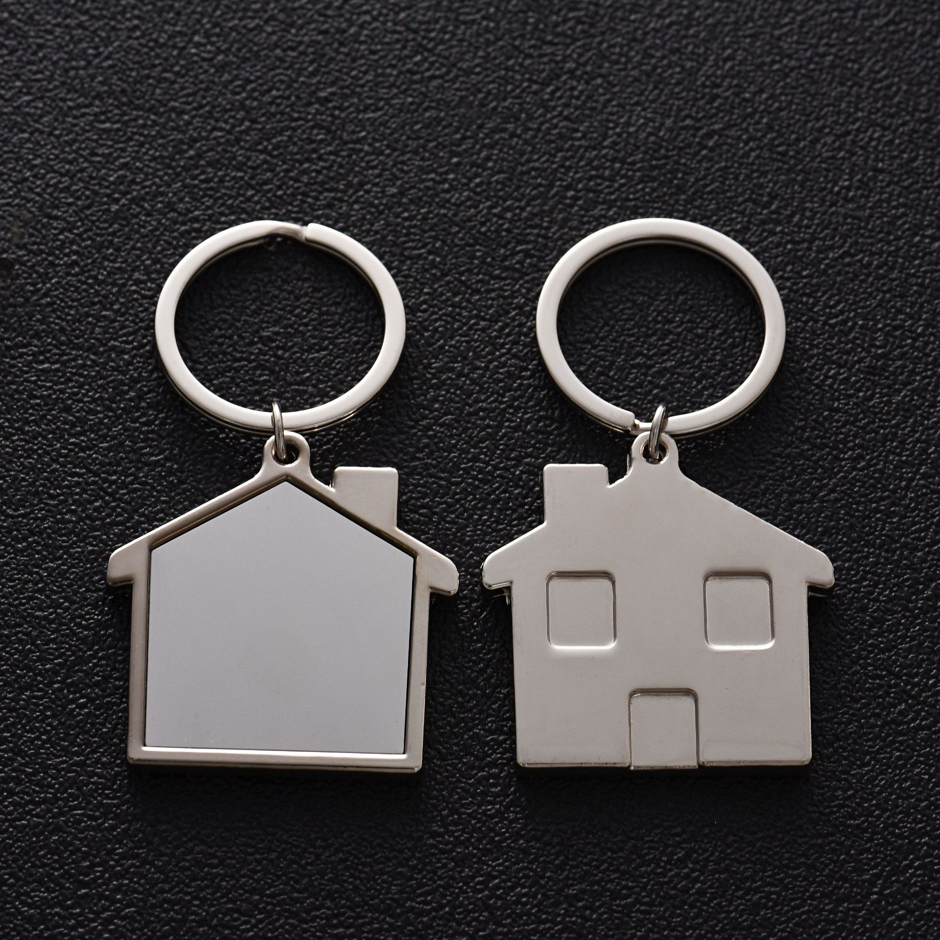custom High Quality Supply Black Custom The laser Metal material The house shape Key chains